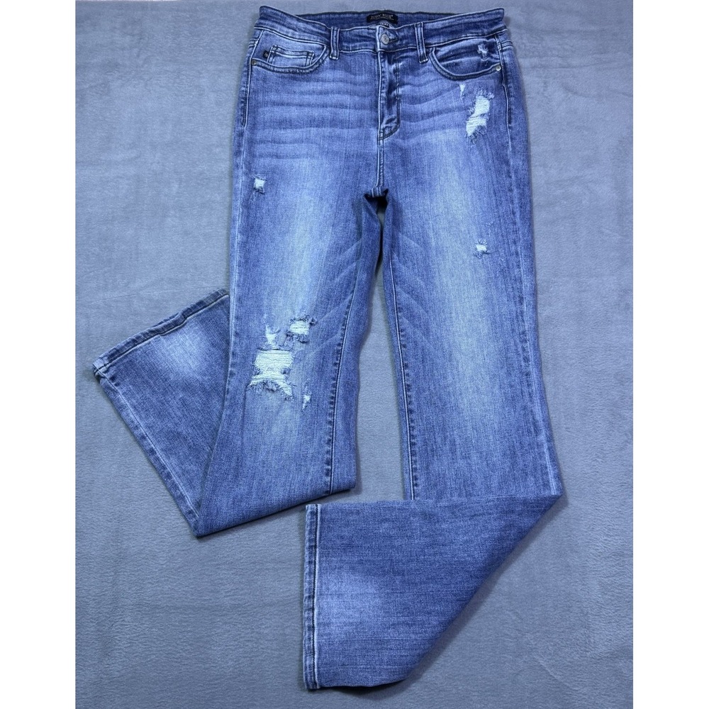Judy Blue Jeans Womens 15/32 (32x32) Bootcut Slim Highrise Distressed USA